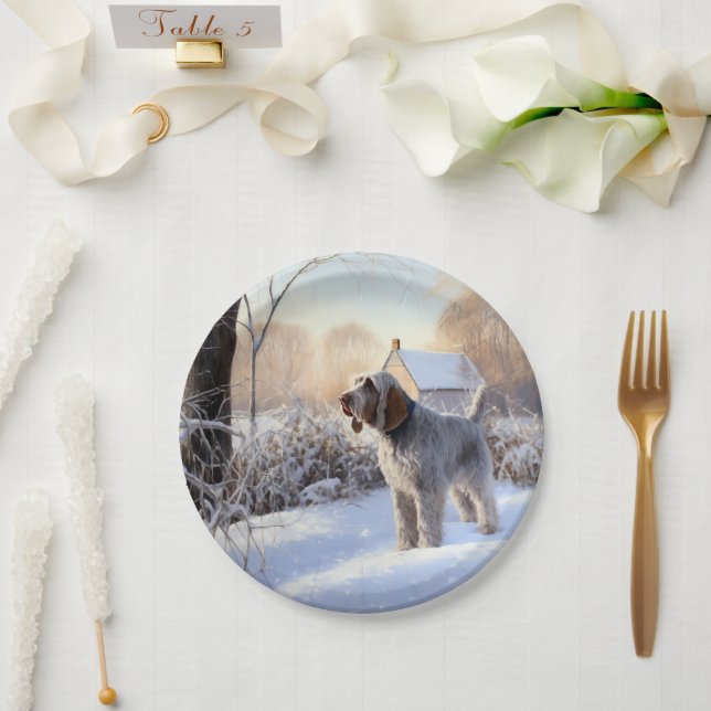 Spinone Italiano Let It Snow Christmas Paper Plates (Wedding)