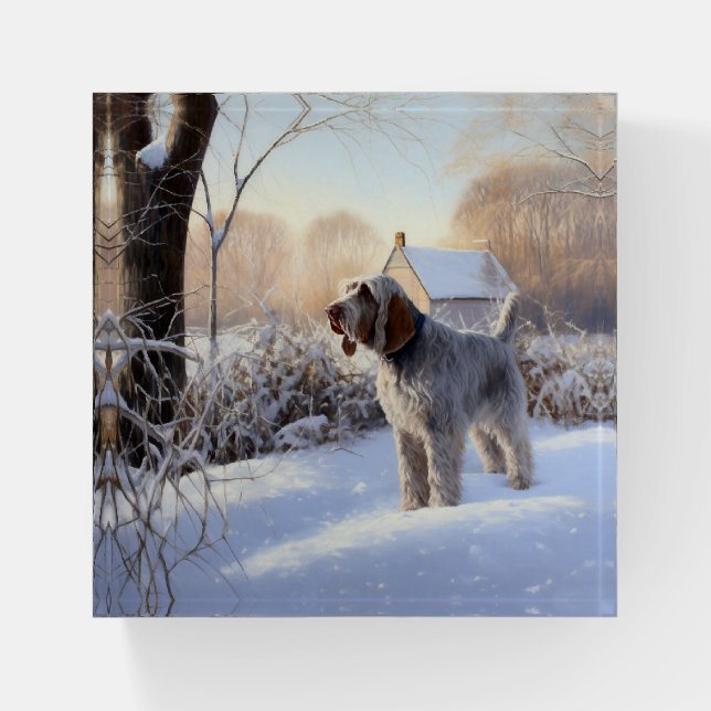 Spinone Italiano Let It Snow Christmas Paperweight (Front)