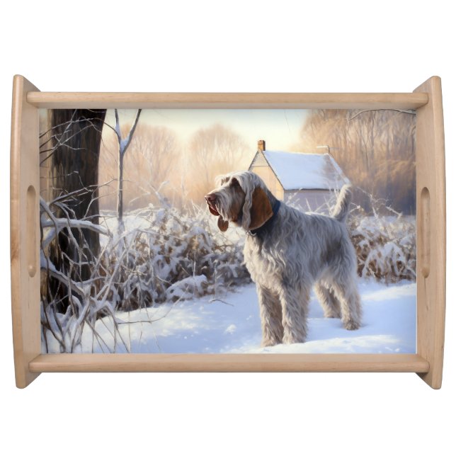 Spinone Italiano Let It Snow Christmas Serving Tray (Front)