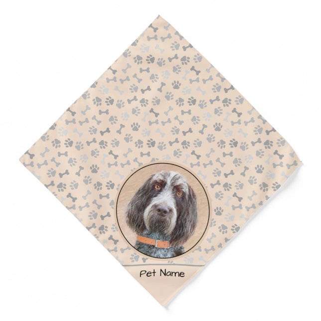 Spinone Italiano Painting Brown Roan Cute Dog Art Bandana (Front)