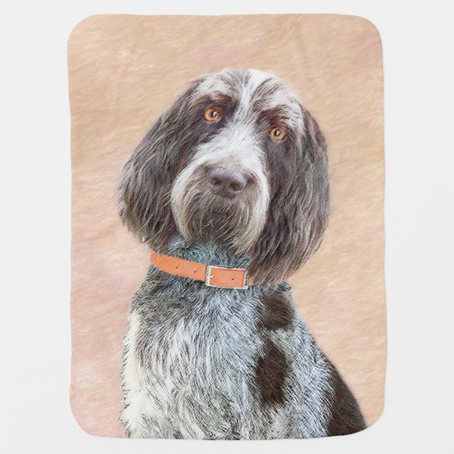Spinone Italiano Painting - Cute Original Dog Art Baby Blanket (Front)