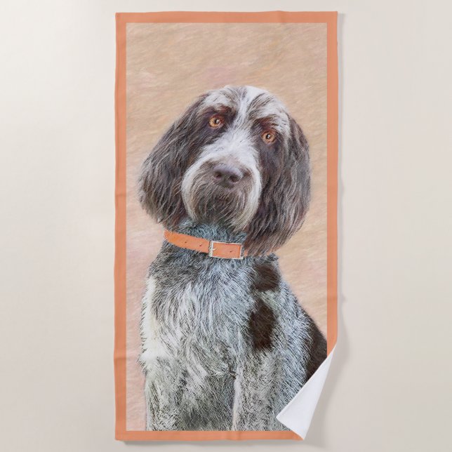 Spinone Italiano Painting - Cute Original Dog Art Beach Towel (Front)