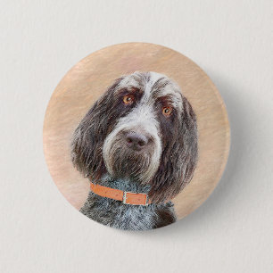 Spinone Italiano Painting - Cute Original Dog Art Button
