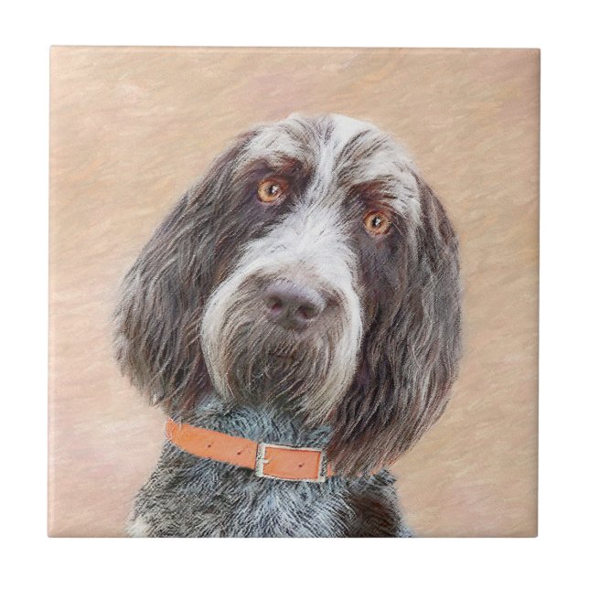 Spinone Italiano Painting - Cute Original Dog Art Ceramic Tile (Front)