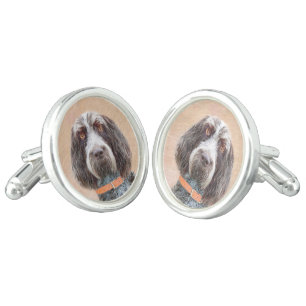 Spinone Italiano Painting - Cute Original Dog Art Cufflinks