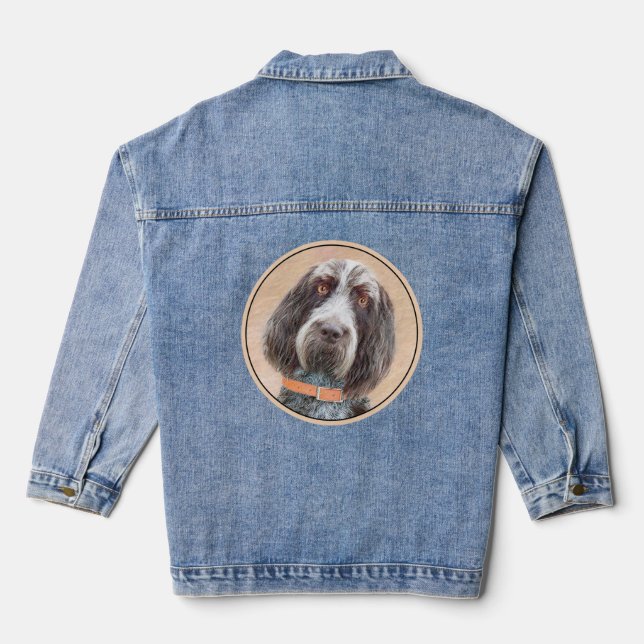 Spinone Italiano Painting - Cute Original Dog Art Denim Jacket (Back)