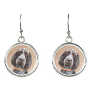 Spinone Italiano Painting - Cute Original Dog Art Earrings