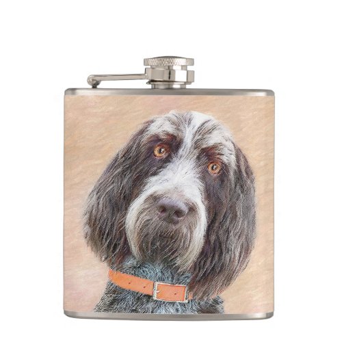 Spinone Italiano Painting _ Cute Original Dog Art Flask