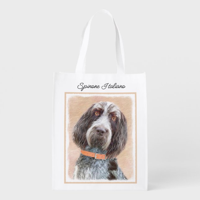 Spinone Italiano Painting - Cute Original Dog Art  Grocery Bag (Back)
