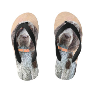 Spinone Italiano Painting - Cute Original Dog Art Kid's Flip Flops