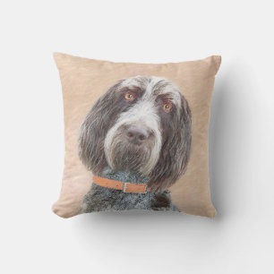 Spinone Italiano Painting - Cute Original Dog Art Outdoor Pillow