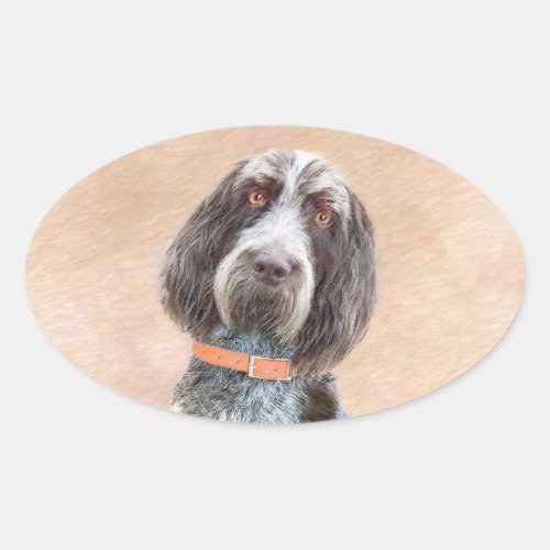 Spinone Italiano Painting _ Cute Original Dog Art Oval Sticker