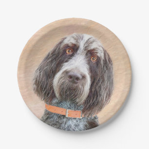 Spinone Italiano Painting - Cute Original Dog Art Paper Plates