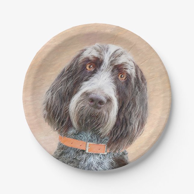 Spinone Italiano Painting - Cute Original Dog Art Paper Plates (Front)