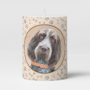 Spinone Italiano Painting - Cute Original Dog Art Pillar Candle