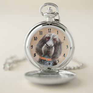 Spinone Italiano Painting - Cute Original Dog Art Pocket Watch