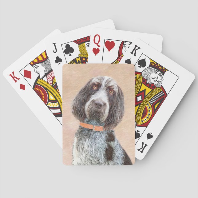 Spinone Italiano Painting - Cute Original Dog Art Poker Cards (Back)