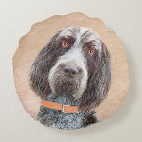 Spinone Italiano Painting _ Cute Original Dog Art Round Pillow
