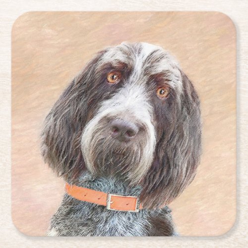 Spinone Italiano Painting _ Cute Original Dog Art Square Paper Coaster