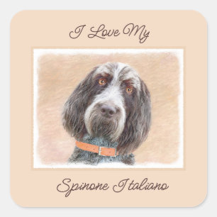 Spinone Italiano Painting - Cute Original Dog Art Square Sticker