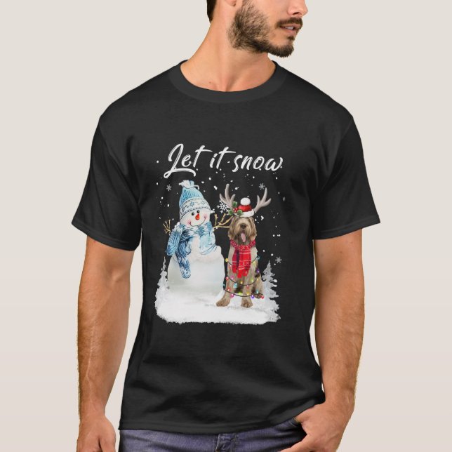 Spinone Italiano Santa Dog Christmas Snowman Xmas  T-Shirt (Front)