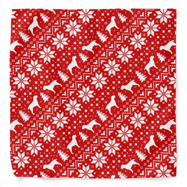 Spinone Italiano Silhouettes Christmas Pattern Red Bandana (Front)