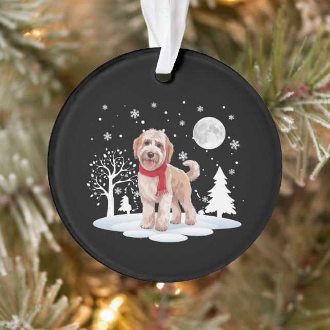 Spinone Italiano Under Moonlight Snow Christmas  Ornament (Tree)