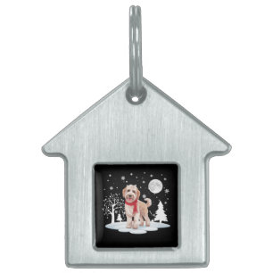 Spinone Italiano Under Moonlight Snow Christmas Pet ID Tag