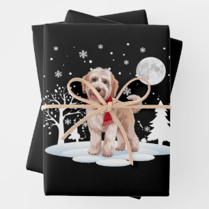 Spinone Italiano Under Moonlight Snow Christmas Wrapping Paper Sheets