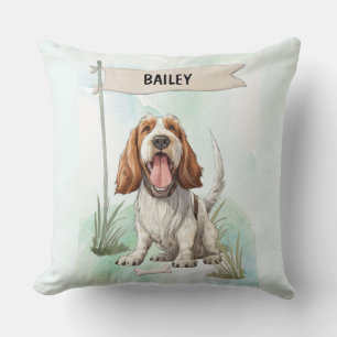 Spinone Italiano Watercolor Personalized Dog Throw Pillow
