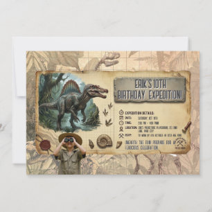 Spinosaurus Dino Expedition Birthday Adventure Invitation