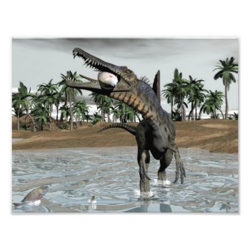 Spinosaurus Dinosaur Eating Fish - 3d Render Photo Print by Elenarts_PaleoArts at Zazzle