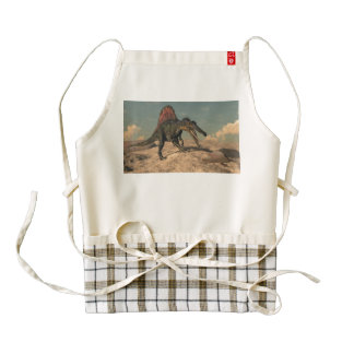 Spinosaurus dinosaur hunting a snake zazzle HEART apron