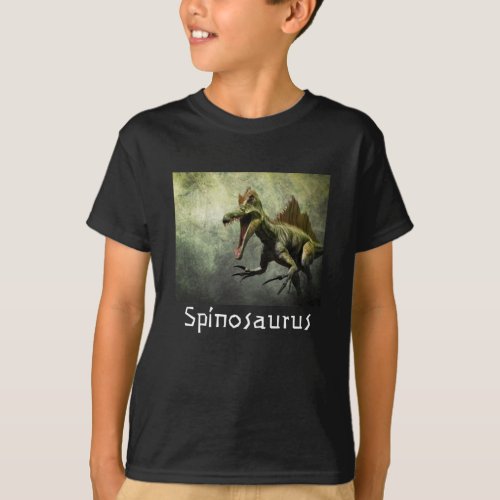 Spinosaurus Dinosaur in Primeval Forest T_Shirt
