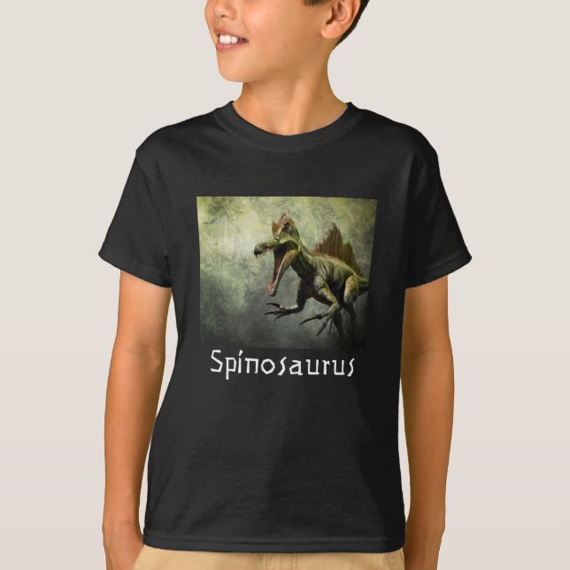 Spinosaurus Dinosaur in Primeval Forest T-Shirt (Front)