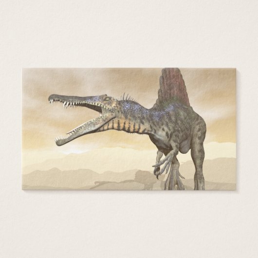 Spinosaurus dinosaur in the desert - 3D render (Front)