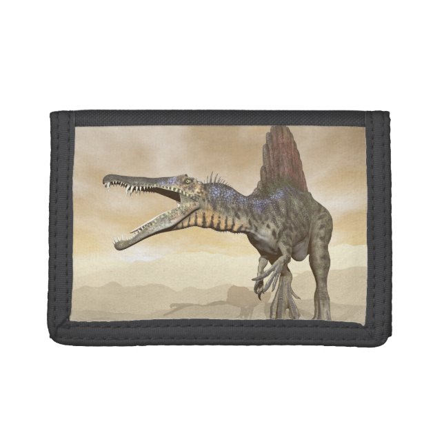 Spinosaurus dinosaur in the desert - 3D render Tri-fold Wallet (Front)