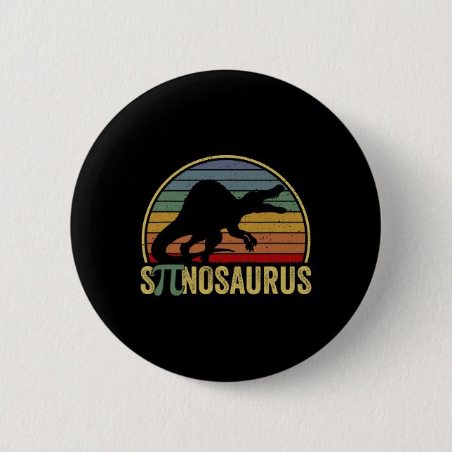 Spinosaurus - Dinosaur Pi Day Funny Math Pun  Button (Front)