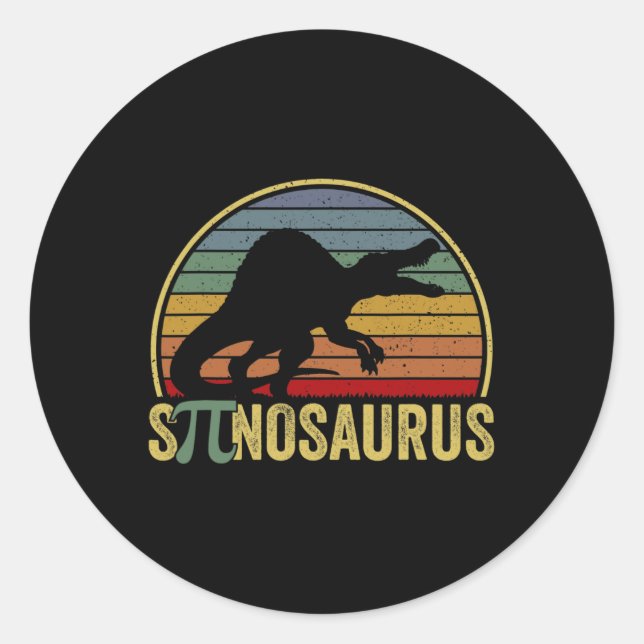 Spinosaurus - Dinosaur Pi Day Funny Math Pun  Classic Round Sticker (Front)