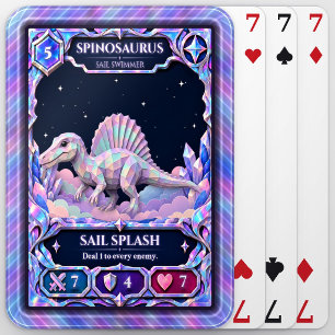 Spinosaurus Dinosaur, Rainbow Foil Art Poker Cards