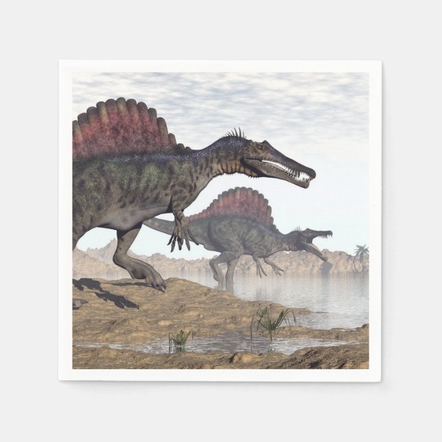 Spinosaurus dinosaurs in desert - 3D render Napkins (Front)