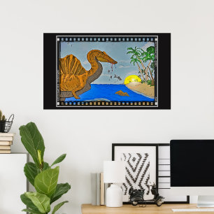 Spinosaurus Film Reel Dinosaur Archival Poster