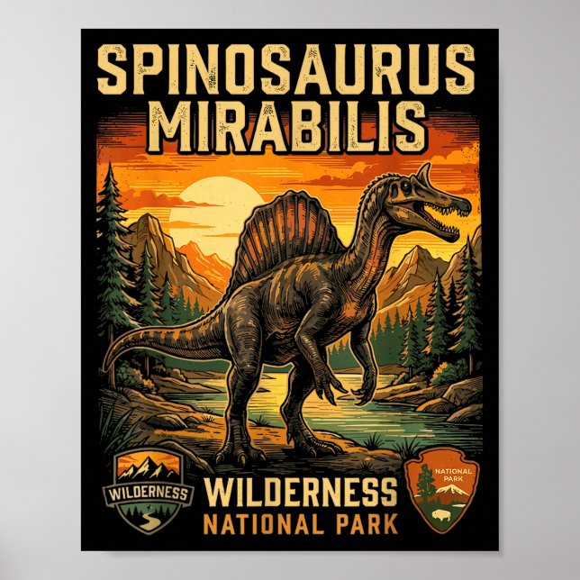 Spinosaurus mirabilis new prehistoric dinosaur poster (Front)