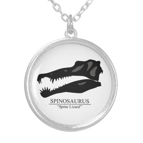 Spinosaurus Skull Silver Plated Necklace