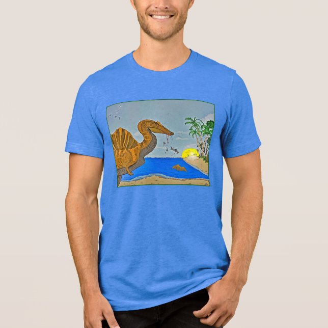 Spinosaurus t shirt cretaceous beach (Front)
