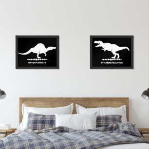Spinosaurus & Tyrannosaurus Dinosaur Silhouette Wall Art Sets