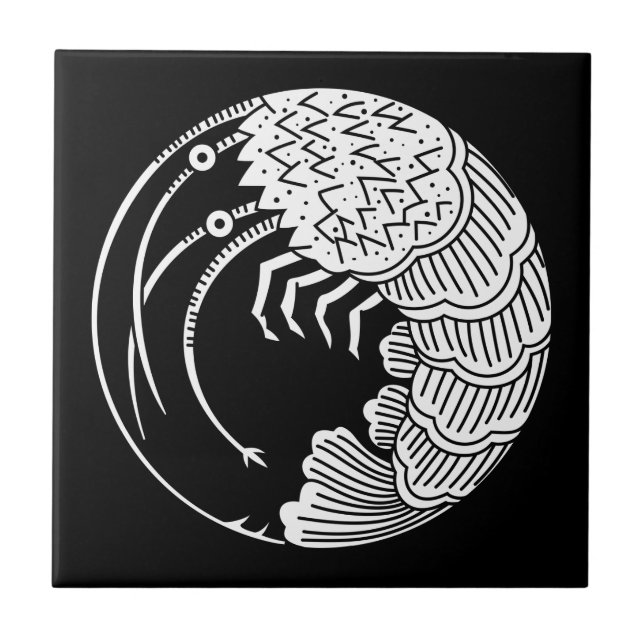 Spiny lobster circle ceramic tile (Front)