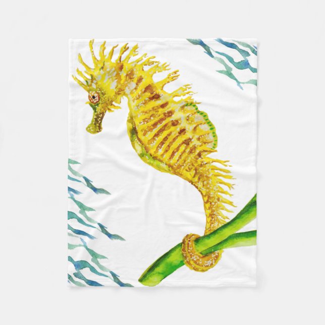 Spiny Seahorse Artwork Fleece Blanket (Front)