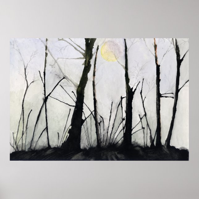 Spiny Trees and Full Moon Poster (Front)