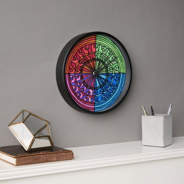 Spiral 3D Optical Illusion Black Framed Clock (Office)